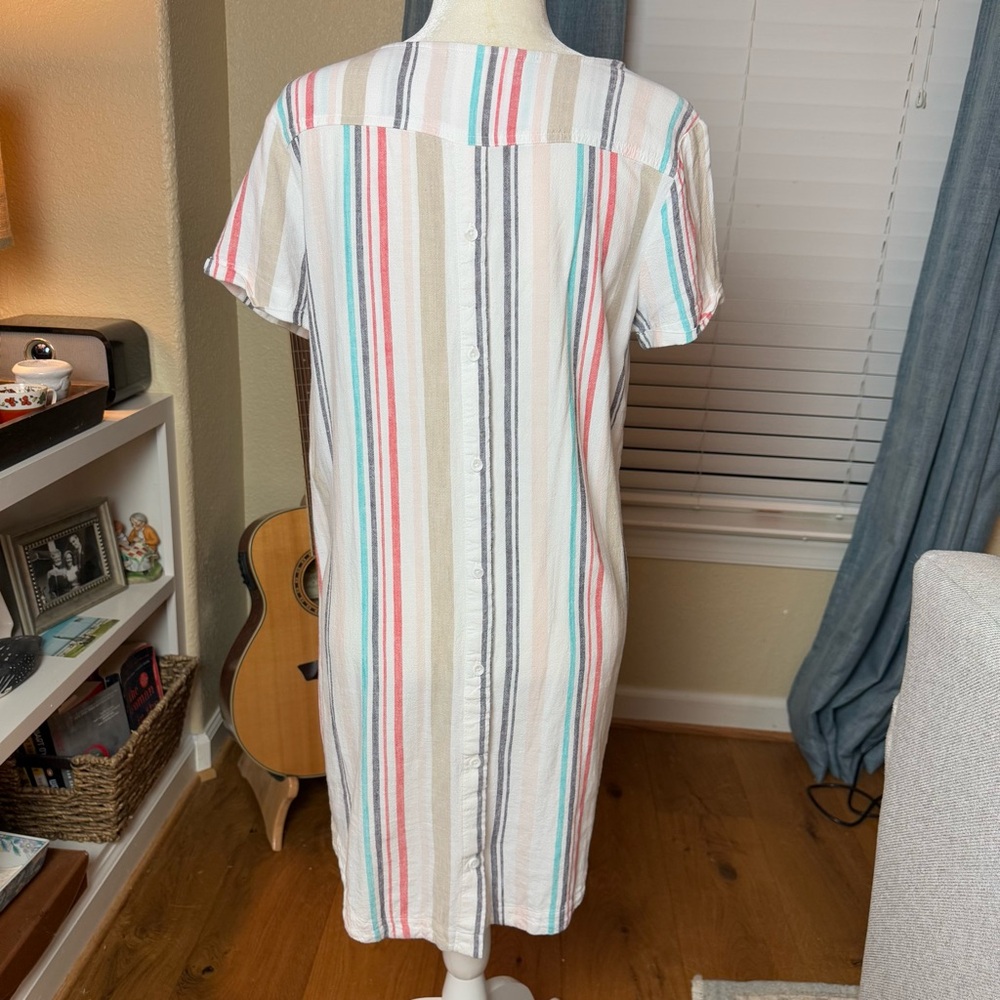 Anthropologie Cloth & Stone Striped Linen Blend Shift Dress Sz M - Picture 3 of 8